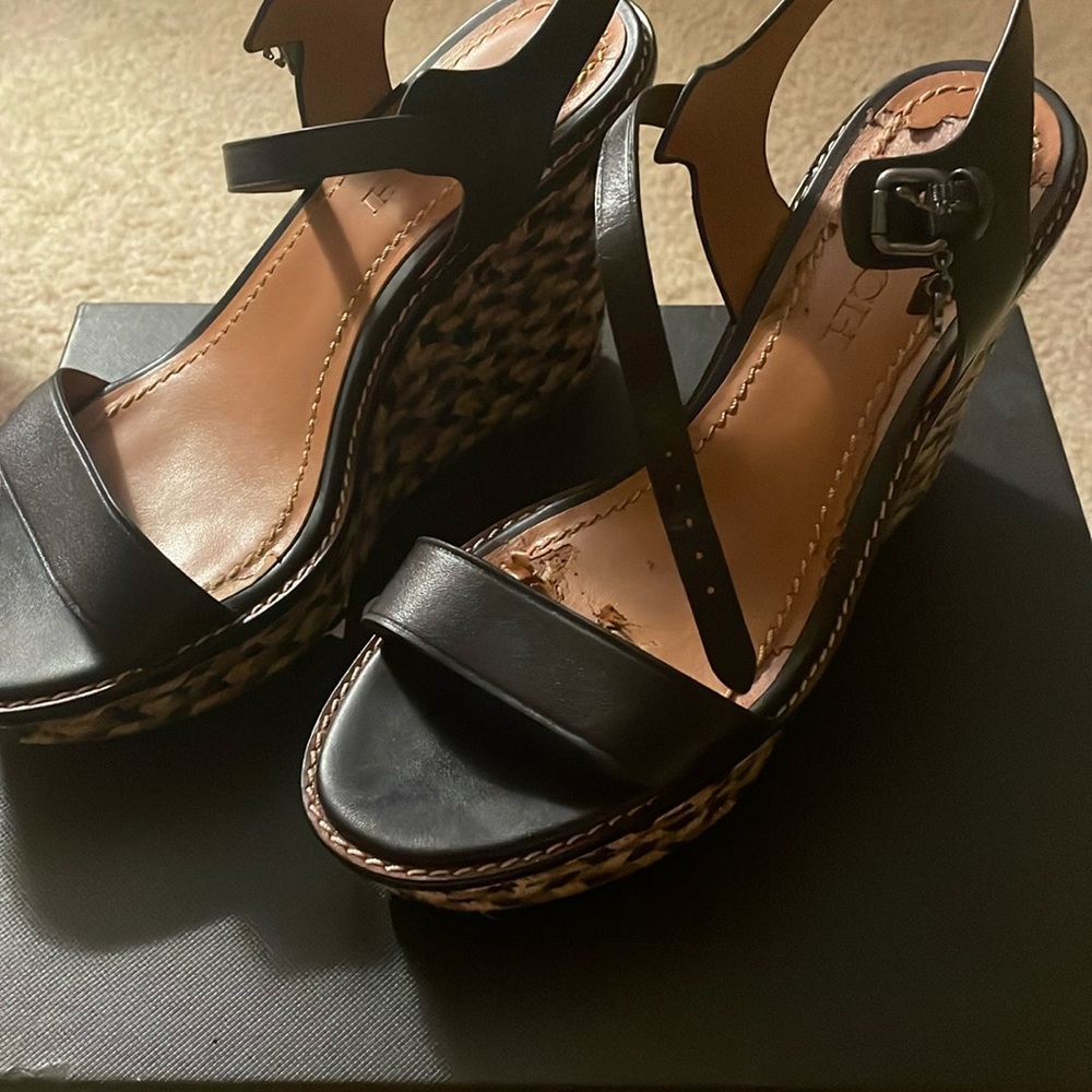 Black coach wedges size US 7.5